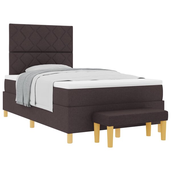vidaXL Lit à ressorts avec tête de lit Marron foncé 190 x 120 cm tissu