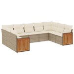 vidaXL Salon de jardin avec coussins 9 Pièces beige résine tressée