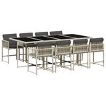 vidaXL Ensemble à manger de jardin et coussins 9 Pièces gris clair rotin