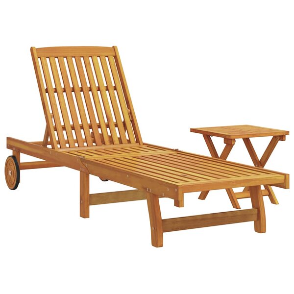 vidaXL Chaise longue avec table bois massif d'acacia
