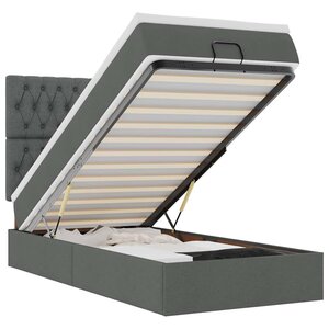 vidaXL Lit ottoman avec matelas et LED gris foncé 90x200 cm tissu