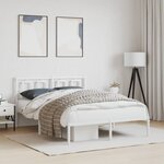 vidaXL Cadre de lit métal sans matelas et tête de lit blanc 135x190 cm