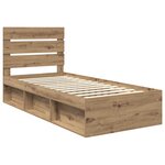 vidaXL Cadre de lit Chêne artisan 75 x 190 cm Bois de pin massif