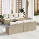 vidaXL Ensemble de canapé de jardin 9 Pièces Beige Poly rotin