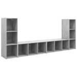 vidaXL Meubles TV 4 Pièces Gris béton 107x35x37 cm Bois d'ingénierie