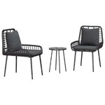 vidaXL Ensemble de salle à manger pour jardin 3 Pièces Noir et anthracite