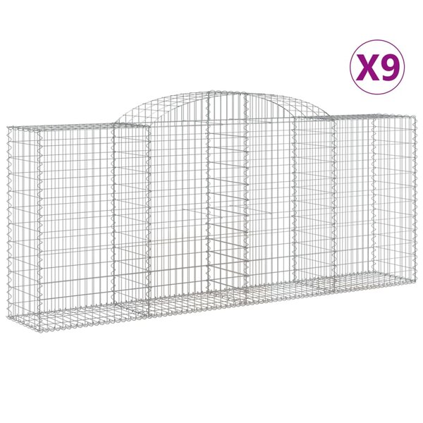 vidaXL Paniers à gabions arqués 9 Pièces 300x50x120/140 cm fer galvanisé