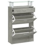 vidaXL Armoire à chaussures Gris béton 63x24x104 cm Bois d'ingénierie