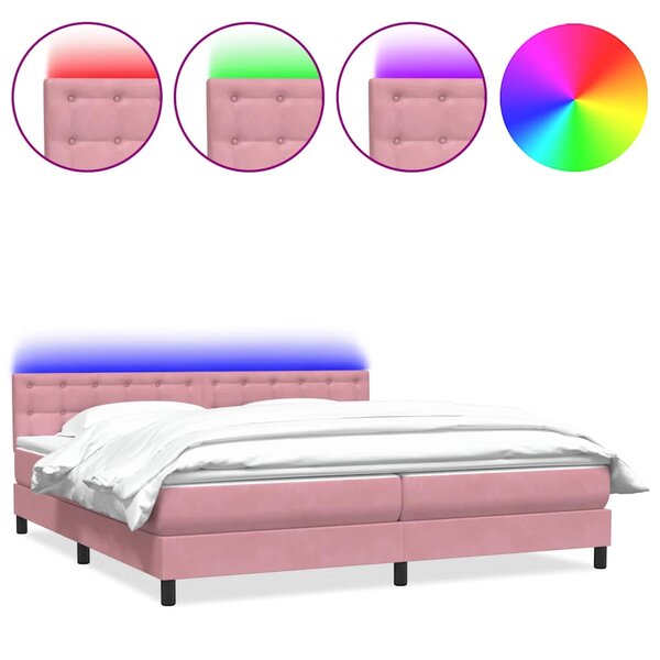vidaXL Sommier à lattes de lit avec matelas rose 180x220 cm velours