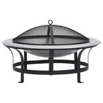 vidaXL Foyer extérieur avec gril en acier inoxydable 76 cm