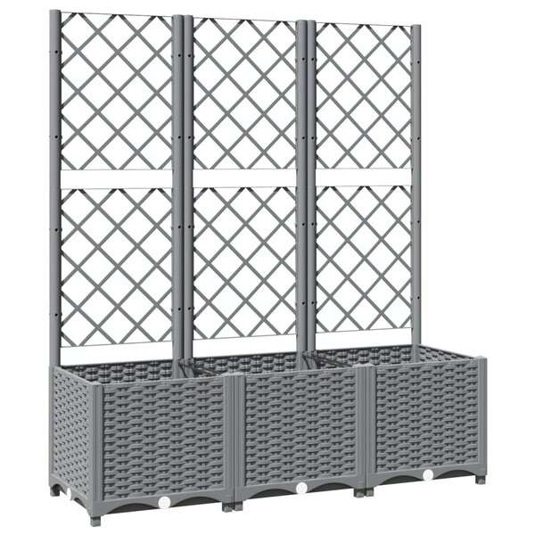 vidaXL Jardinière avec treillis Gris clair 120x40x136 cm PP