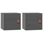 vidaXL Armoires murales 2 Pièces Gris 31 5x30x30 cm Bois de pin massif