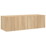 vidaXL Meuble TV muraux 5 Pièces avec lumières LED chêne sonoma