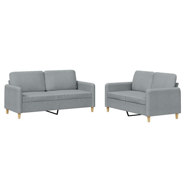vidaXL Ensemble de canapés 2 Pièces avec coussins Gris clair Tissu