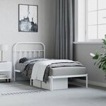 vidaXL Cadre de lit métal avec tête de lit blanc 90x190 cm