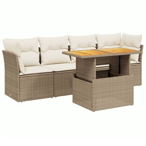 vidaXL Salon de jardin avec coussins 5 Pièces beige résine tressée