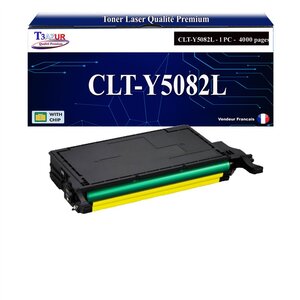 T3AZUR - Toner compatible avec Samsung CLT-Y5082L CLT-Y5082S pour Samsung Samsung CLP-620ND CLP-670N CLP-670ND CLX-6220FX CLX-6250FX - Jaune