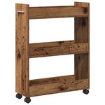 Cabinet roulant en bois ancien 60x22x79 cm en bois reconstitué
