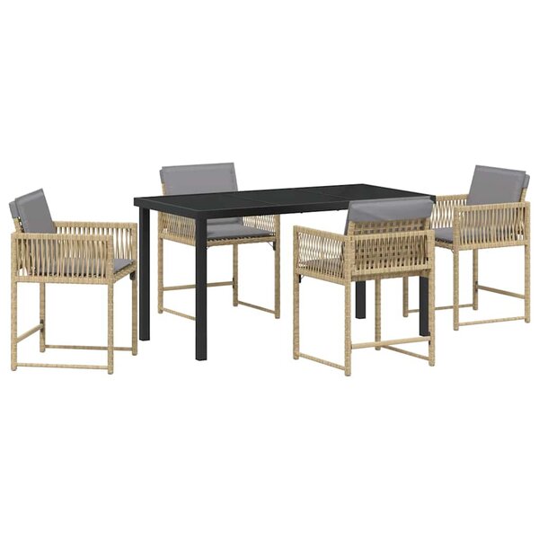 vidaXL Ensemble de salle à manger pour jardin 5 Pièces Beige polyrotin
