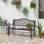 Banc 3 places de jardin terrasse style rural chic 128L x 60l x 89H cm métal époxy anticorrosion fonte brun