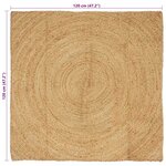vidaXL Tapis de surface Carré Marron 120 x 120 cm Jute