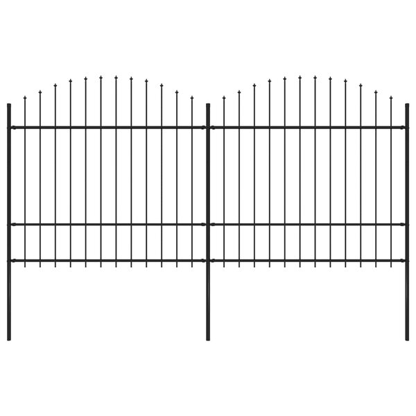vidaXL Clôture de jardin à dessus en lance Acier (1 5-1 75)x3 4 m Noir