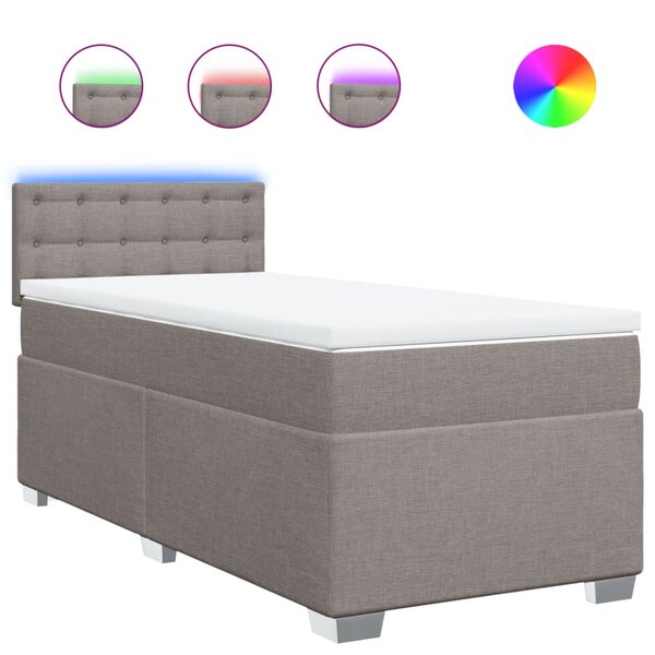 vidaXL Sommier à lattes de lit avec matelas Taupe 100x200 cm Tissu