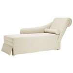 vidaXL Fauteuil long avec traversin et accoudoir droit crème velours
