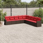 vidaXL Salon de jardin avec coussins 9 Pièces marron résine tressée