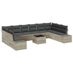vidaXL Ensemble de canapé de jardin 11 Pièces Gris clair Poly rotin