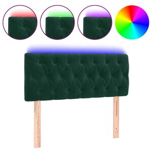 vidaXL Tête de lit à LED Vert foncé 90x7x78/88 cm Velours
