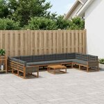 vidaXL Ensemble de canapés d'extérieur 11 Pièces Naturel et Anthracite