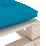 vidaXL Repose-pied palette de jardin avec coussin bleu bois de pin