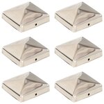 vidaXL Bouchons de poteau de clôture pyramidaux 6 Pièces Inox 71x71 mm