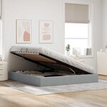 vidaXL Lit de Rangement avec tête de lit Gris clair 180 x 200 cm tissu