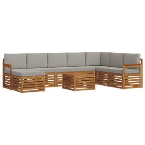 vidaXL Ensemble de canapés d'extérieur 9 Pièces Gris Naturel et Clair