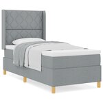 vidaXL Lit Box Spring avec Matelas Gris clair 100x200 cm Tissu