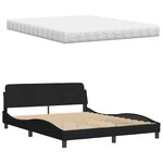 vidaXL Lit avec matelas noir 160x200 cm tissu