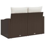 Canapé de jardin 2 places avec rangement et coussins en poly rotin marron