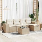 vidaXL Salon de jardin avec coussins 6 Pièces beige résine tressée