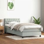 vidaXL Sommier à lattes de lit et matelas gris clair 90x220 cm velours