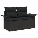 vidaXL Ensemble de canapé de jardin avec coussin 9 Pièces Noir Poly rotin