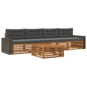 vidaXL Ensemble de canapés d'extérieur 5 Pièces Naturel et Anthracite