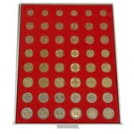 Médaillier 48 cases pour pièces en euros de 1cent à 2euro - Rouge