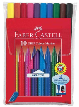 Etui de 10 Feutre GRIP COLOUR MARKER Assortis FABER-CASTELL