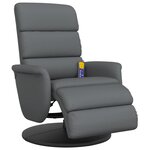 vidaXL Fauteuil inclinable de massage repose-pieds gris similicuir