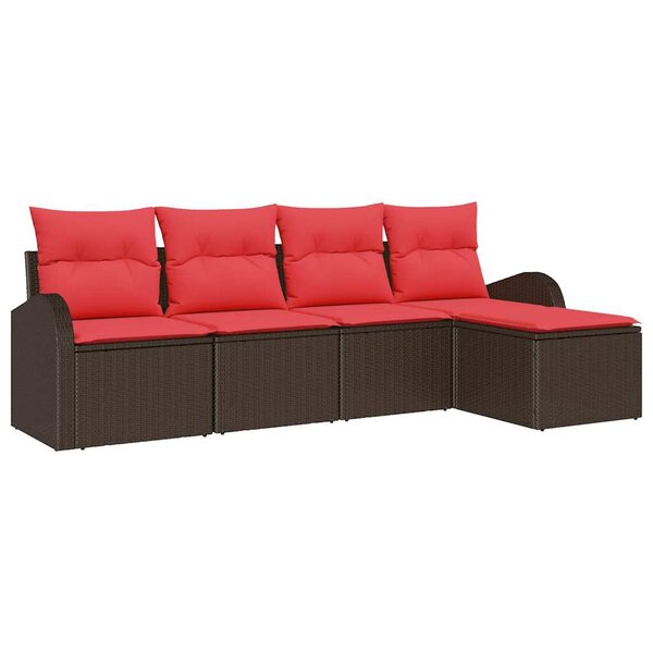 vidaXL Ensemble de canapé de jardin 5 Pièces Marron polyrotin