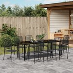 vidaXL Ensemble de Salle à Manger de Jardin 9 Pièces Noir en Coton et Acier