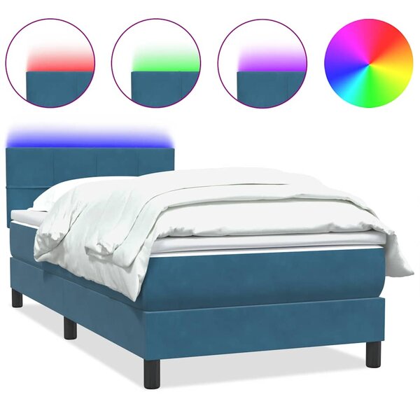 vidaXL Sommier à lattes de lit et matelas bleu foncé 80x220 cm velours