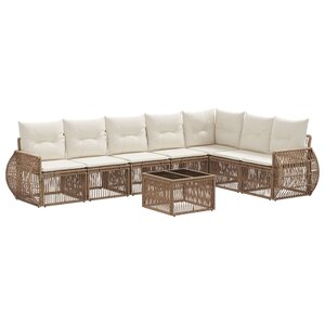 vidaXL Ensemble de canapé de jardin 8 Pièces Beige et blanc crème